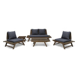 Sedona Outdoor Acacia Wood 4 Seater Chat Set with Side Table and Coffee Table