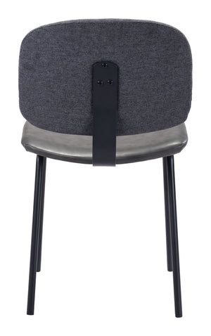 Zuo Modern Worcester 100% Polyester, 100% Polyurethane, Plywood, Steel Modern Commercial Grade Dining Chair Set - Set of 2 Gray, Black 100% Polyester, 100% Polyurethane, Plywood, Steel