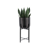 Sagebrook Home Contemporary Set of 3 -  Metal Planters On Stand 40/30/20"h, Gunmetal 14630-01 Black Metal