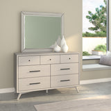 Alpine Furniture Flynn Mid Century Modern Mirror, Gray 966G-06 Gray Mahogany Solids & Okoume Veneer 42 x 1 x 37