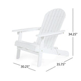 Maison Outdoor 5 Piece Acacia Wood/ Light Weight Concrete Adirondack Chair Set with Fire Pit, White Finish and Grey Finish