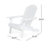 Hanlee Outdoor Rustic Acacia Wood Folding Adirondack Chair, White