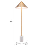 Zuo Modern Bianca Steel, Marble Modern Commercial Grade Floor Lamp Brass, White Steel, Marble