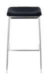 Zuo Modern Lids 100% Polyester, Stainless Steel Modern Commercial Grade Barstool Set - Set of 2 Dark Gray, Silver 100% Polyester, Stainless Steel