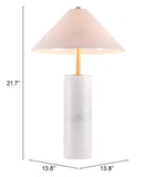 Zuo Modern Ciara Steel, Polyester, Marble Modern Commercial Grade Table Lamp Beige, White Steel, Polyester, Marble