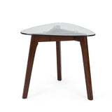 Wasco Mid-Century Modern End Table with Glass Top, Walnut