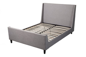 Alpine Furniture Amber Standard King Upholstered Bed, Grey Linen 1094EK Grey Linen Poplar Solids 81 x 88 x 50