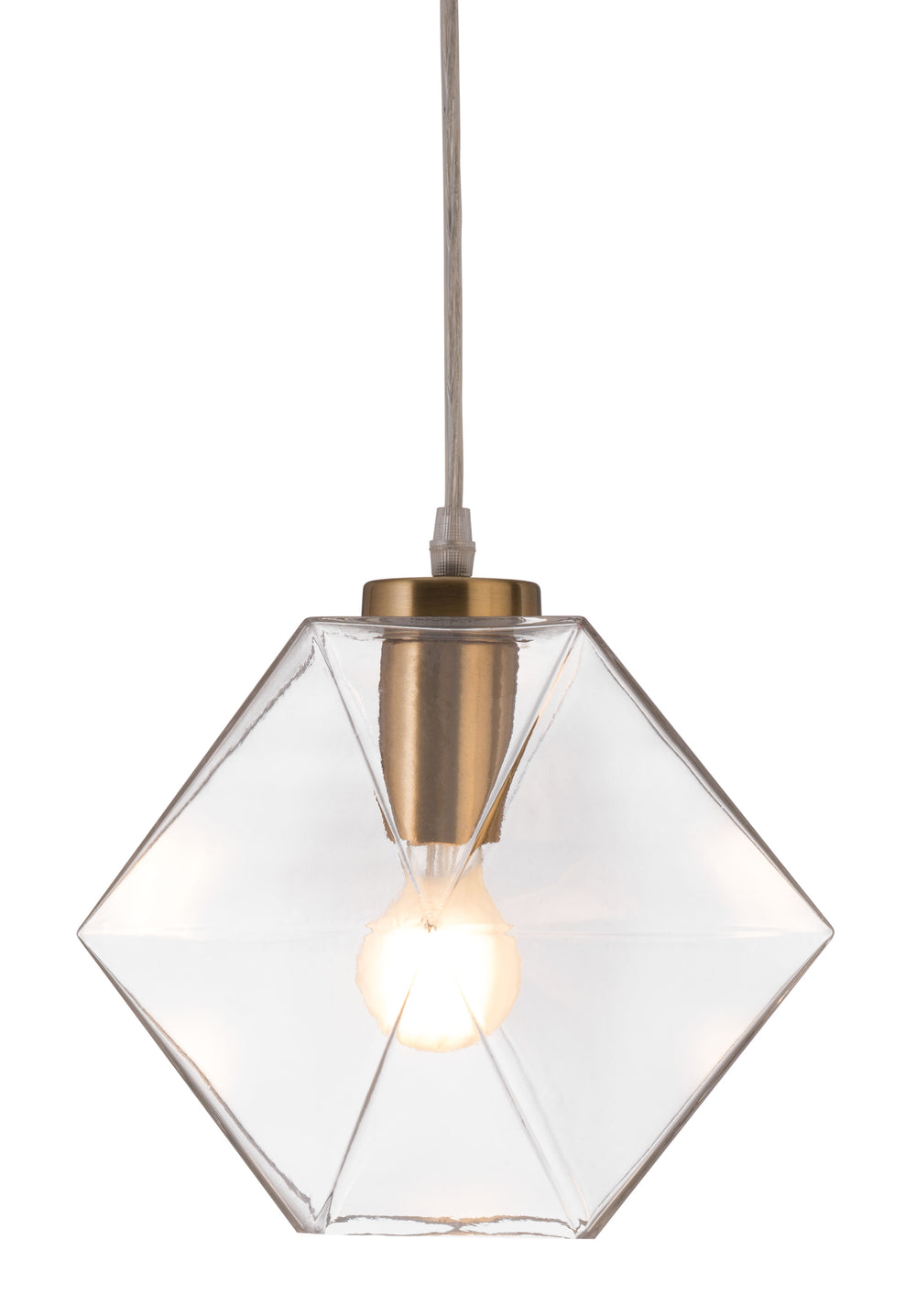 Zuo Modern Jenny Glass, Steel Modern Commercial Grade Ceiling Lamp Gold, Clear Glass, Steel