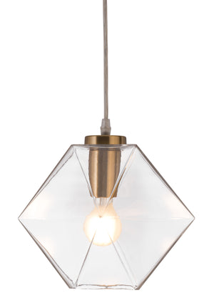 Zuo Modern Jenny Glass, Steel Modern Commercial Grade Ceiling Lamp Gold, Clear Glass, Steel