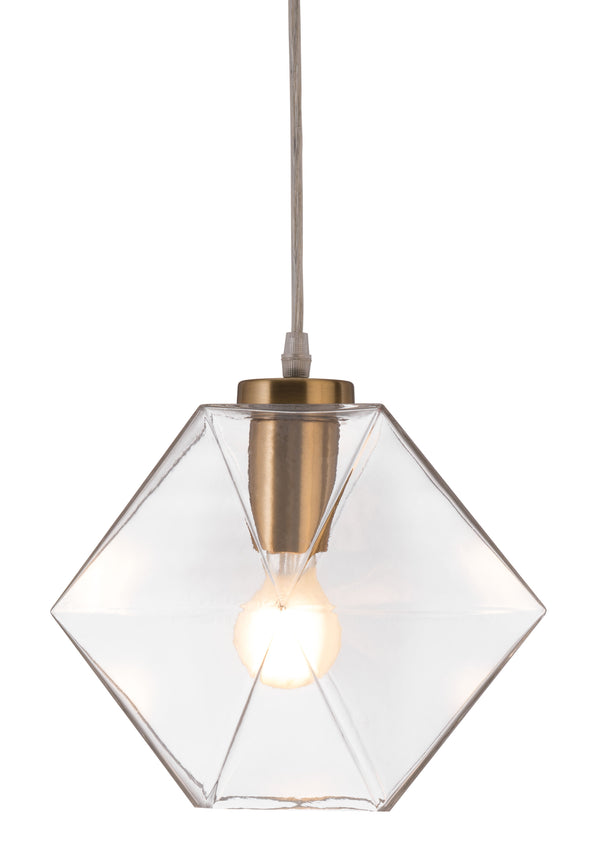 Zuo Modern Jenny Glass, Steel Modern Commercial Grade Ceiling Lamp Gold, Clear Glass, Steel