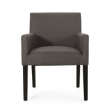 McClure Contemporary Upholstered Armchair, Dark Gray and Espresso Noble House