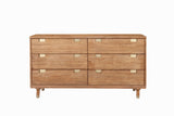 Alpine Furniture Easton Six Drawer Dressser 2088-03 Sand Mahogany Solids & Veneer 60 x 18 x 32