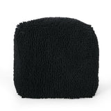 Moloney Modern Microfiber Chenille Cube Pouf, Charcoal Noble House