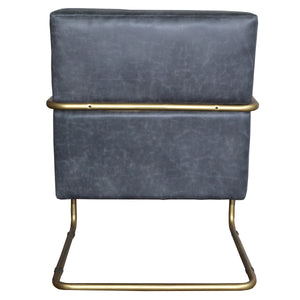 Peyton Bonded Leather Chair – Modern Vintage Design with Channel Tufting and Elegant Gold Finish