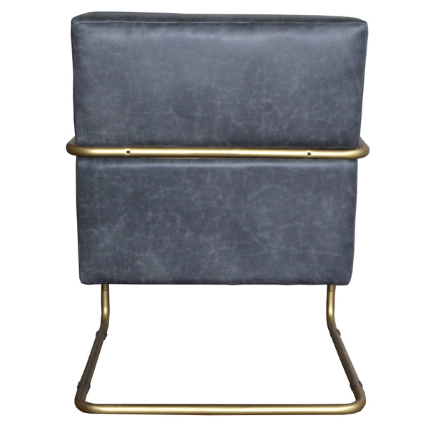 Peyton Bonded Leather Chair – Modern Vintage Design with Channel Tufting and Elegant Gold Finish