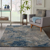 Nourison Artworks ATW02 Artistic Machine Made Loom-woven Indoor only Area Rug Blue/Grey 5'6" x 8' 99446710710