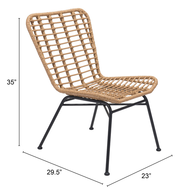 Zuo Modern Lorena Steel, Polyethylene Modern Commercial Grade Dining Chair Set - Set of 2 Natural, Black Steel, Polyethylene