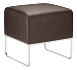 Zuo Modern Plush 100% Polyurethane, Plywood, Steel Modern Commercial Grade Ottoman Espresso, Chrome 100% Polyurethane, Plywood, Steel