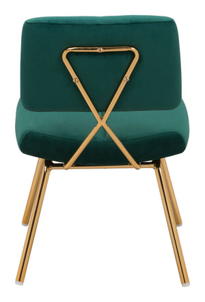 Zuo Modern Nicole 100% Polyester, Plywood, Steel Modern Commercial Grade Dining Chair Set - Set of 2 Green, Gold 100% Polyester, Plywood, Steel