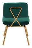 English Elm EE2771 100% Polyester, Plywood, Steel Modern Commercial Grade Dining Chair Set - Set of 2 Green, Gold 100% Polyester, Plywood, Steel
