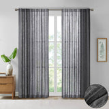 Madison Park Kane Modern/Contemporary Texture Printed Woven Faux Linen Window Panel Black 95" MP40-7505