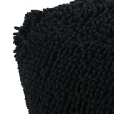 Moloney Modern Microfiber Chenille Cube Pouf, Charcoal Noble House