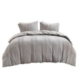 Urban Habitat Darby Casual 3 Piece Cotton Gauze Waffle Weave Duvet Cover Set Grey Full/Queen UH12-2436