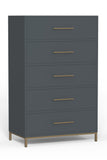 Alpine Furniture Madelyn Five Drawer Chest, Slate Gray 2010G-05 Slate Gray Mahogany Solids & Veneer 30 x 18 x 48