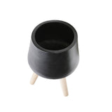 Sagebrook Home Contemporary Set of 2 -  11/15" Planter W/ Wood Legs, Matte Black 15019-01 Black Magnesia