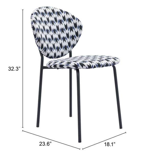 Zuo Modern Clyde 100% Polyester, Plywood, Steel Modern Commercial Grade Dining Chair Set - Set of 2 Houndstooth 100% Polyester, Plywood, Steel