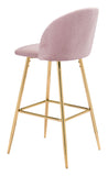 Zuo Modern Cozy 100% Polyester, Plywood, Steel Modern Commercial Grade Barstool Pink, Gold 100% Polyester, Plywood, Steel