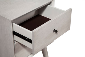 Alpine Furniture Flynn Mid Century Modern 2 Drawer Nightstand, Gray 966G-02 Gray Mahogany Solids & Okoume Veneer 18 x 15 x 26