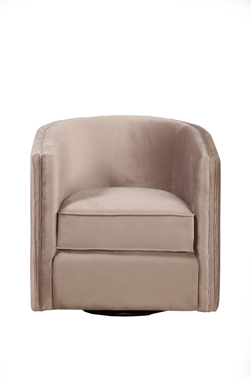 Alpine Furniture Maison Swivel Chair 9002 Light Grey Velour Fabric with Acacia Wood Frame 30 x 29.5 x 29.5