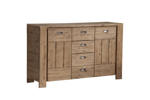 Alpine Furniture Seashore Sideboard, Antique Natural 8868-06 Sandblasted Antique Natural Acacia Solids and Acacia Veneer 58 x 18 x 35.5