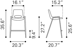 Zuo Modern Desi 100% Polyurethane, Plywood, Steel Modern Commercial Grade Counter Stool Set - Set of 2 Black, Walnut 100% Polyurethane, Plywood, Steel