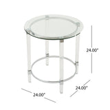 Noble House Orianna Acrylic and Tempered Glass Circular Table