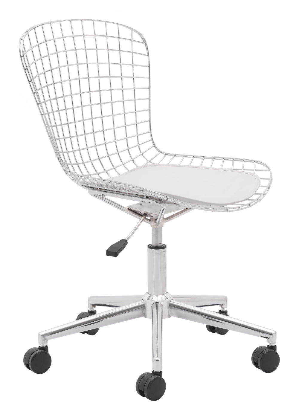 Zuo Modern Wire 100% Polyurethane, Steel Modern Commercial Grade Office Chair Chrome, White 100% Polyurethane, Steel