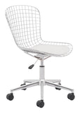 Zuo Modern Wire 100% Polyurethane, Steel Modern Commercial Grade Office Chair Chrome, White 100% Polyurethane, Steel