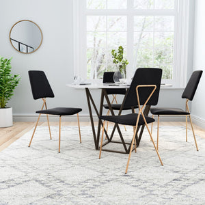 Zuo Modern Chloe 100% Polyester, Plywood, Steel Modern Commercial Grade Dining Chair Set - Set of 2 Black, Gold 100% Polyester, Plywood, Steel