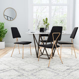 English Elm EE2656 100% Polyester, Plywood, Steel Modern Commercial Grade Dining Chair Set - Set of 2 Black, Gold 100% Polyester, Plywood, Steel