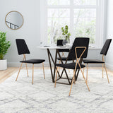 Zuo Modern Chloe 100% Polyester, Plywood, Steel Modern Commercial Grade Dining Chair Set - Set of 2 Black, Gold 100% Polyester, Plywood, Steel