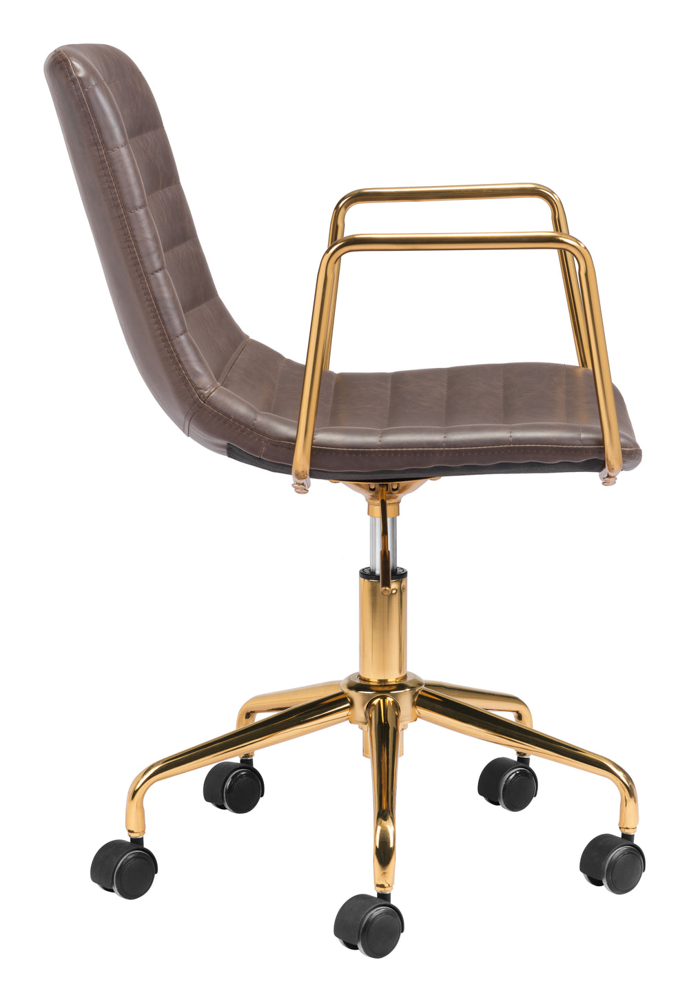 Zuo Modern Eric 100% Polyurethane, Plywood, Steel Modern Commercial Grade Office Chair Brown, Gold 100% Polyurethane, Plywood, Steel