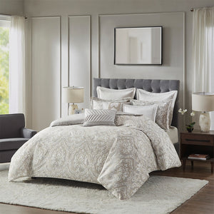 Madison Park Signature Manor Modern/Contemporary 100% Polyester Jacquard 8Pcs Comforter Set MPS10-456
