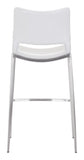 Zuo Modern Ace 100% Polyurethane, Plywood, Stainless Steel Modern Commercial Grade Barstool Set - Set of 2 White, Silver 100% Polyurethane, Plywood, Stainless Steel