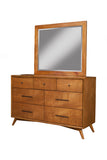 Alpine Furniture Flynn Mid Century Modern Mirror, Acorn 966-06 Acorn Mahogany Solids & Okoume Veneer 42 x 1 x 37