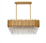 Bethel Satin Brass Chandelier in Metal & Crystal