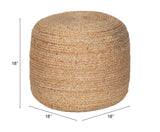 Zuo Modern Lillian Jute, Polystyrene Modern Commercial Grade Ottoman Natural Jute, Polystyrene