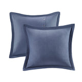 Madison Park Signature Noble Casual 100% Cotton Woven Stripes Pieced 9pcs Comforter Set Blue King MPS10-483