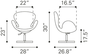 Zuo Modern Pori 100% Polyurethane, Steel Modern Commercial Grade Occasional Chair White, Silver 100% Polyurethane, Steel