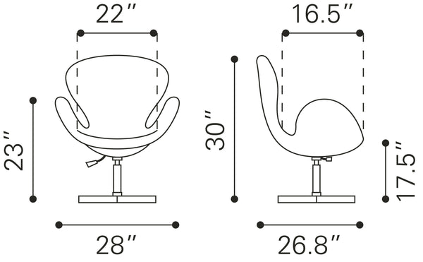 Zuo Modern Pori 100% Polyurethane, Steel Modern Commercial Grade Occasional Chair White, Silver 100% Polyurethane, Steel